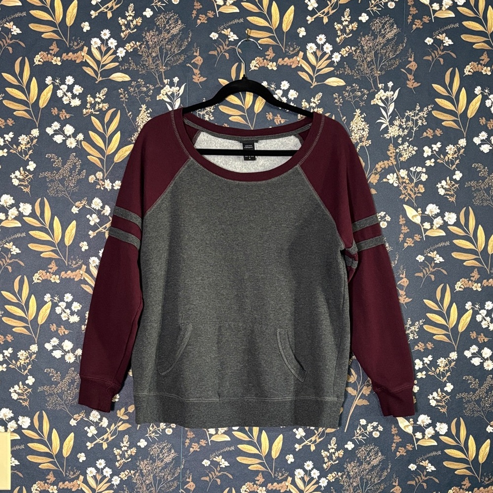 Torrid Gray and Maroon Crew Neck Sweater Size 0
